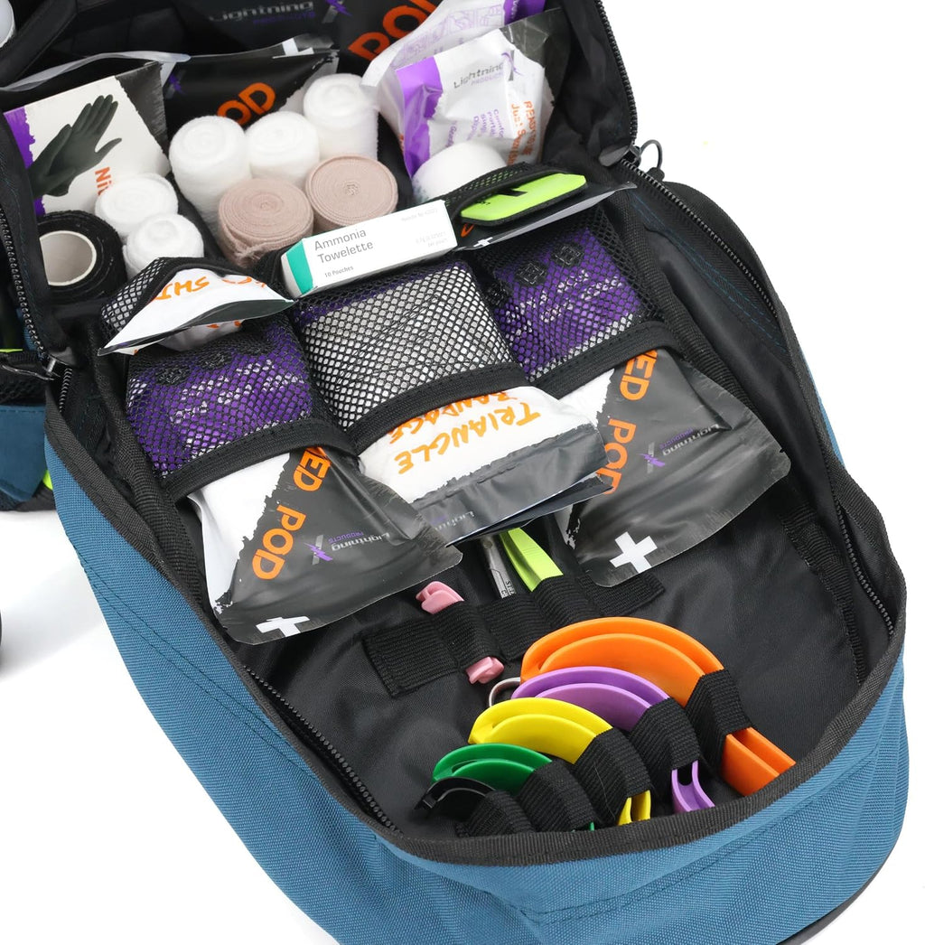 Lightning X First Responder EMT/EMS Backpack Stocked First Aid Supplies Kit B (Navy Blue)