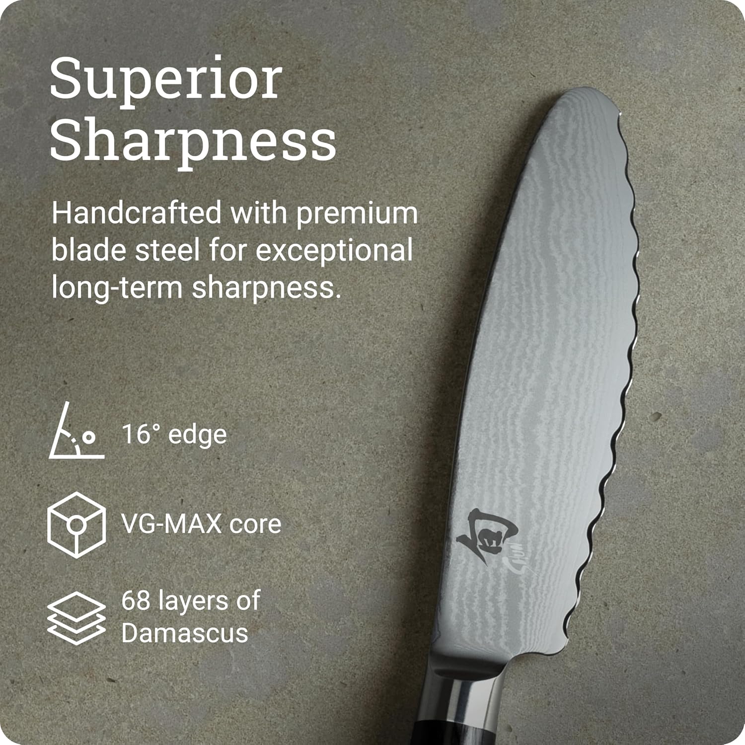 Shun Classic 6' Ultimate Utility Knife, Handcrafted Japanese Knife, VG-MAX Core with Damascus Stainless Steel Cladding, Pakkawood Handle, Precision and Sharpness for Professional and Home Chefs