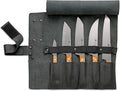 F. DICK Vivum 83668000-01 Leather Roll Bag (5 Pieces, Small Office Knife, Santoku with Scallop Edge, Classic Chef's Knife, BBQ Knife ASADOR, Bread Knife) Brown