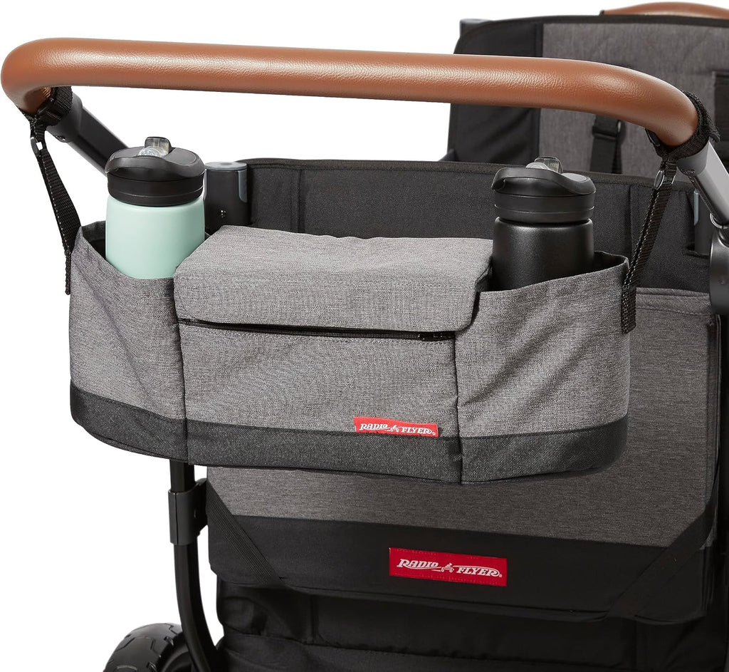 Radio Flyer Atlas Stroll 'N Wagon, Atlas Gray, for Ages 1+, 3-in-1 Push or Pull Versatility, One-Hand Fold, UV Canopy, 5-Point Harnesses, Storage Capabilities, Rubber Wheels, Stroller Wagon for Kids