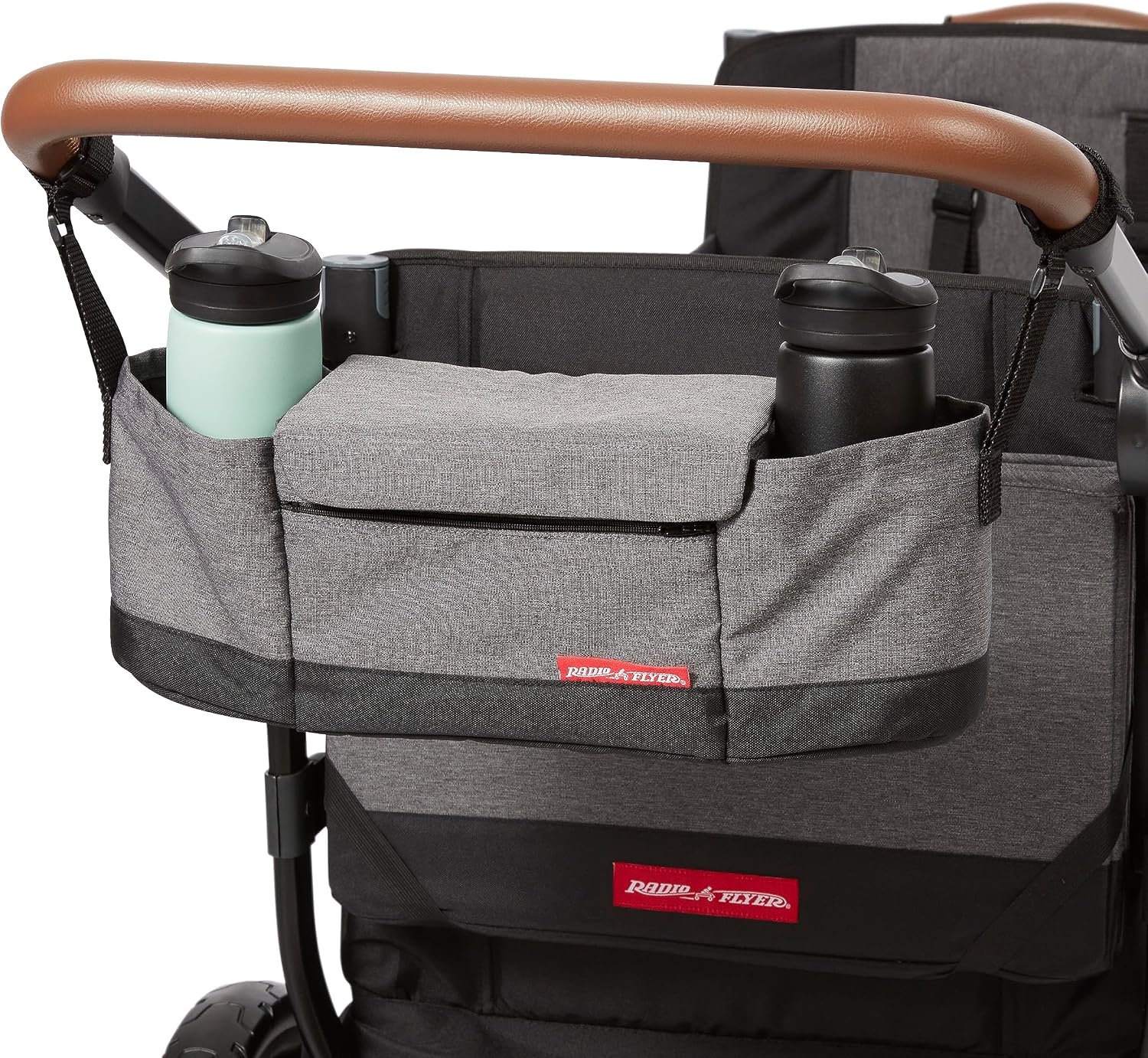 Radio Flyer Atlas Stroll 'N Wagon, Atlas Gray, for Ages 1+, 3-in-1 Push or Pull Versatility, One-Hand Fold, UV Canopy, 5-Point Harnesses, Storage Capabilities, Rubber Wheels, Stroller Wagon for Kids