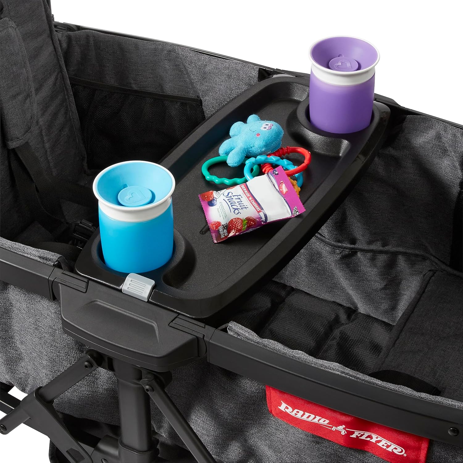 Radio Flyer Voya Stroller Wagon, for Toddlers and Kids 6+ Months, Push or Pull, 2 Seats, Dual Sun Canopies, Compact Fold, Lightweight, Storage Space, 5-Point Harnesses, Stroller Wagon for Kids