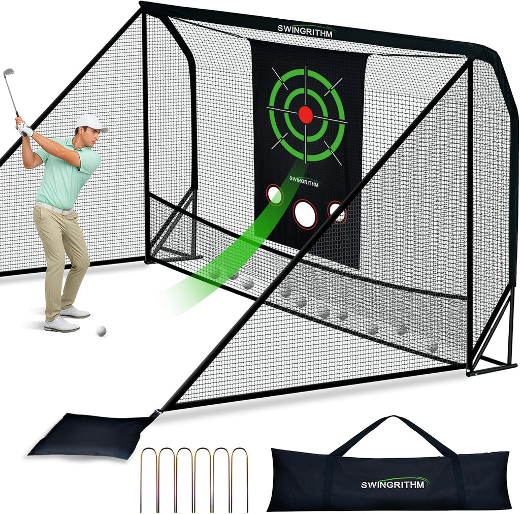 Golf Practice Hitting Net for Driving Real Balls - 10x7ft Heavy Duty Golf Nets for Backyard with Hitting Target Indoor & Outdoor Driving Range Practice, Portable with Carry Bag