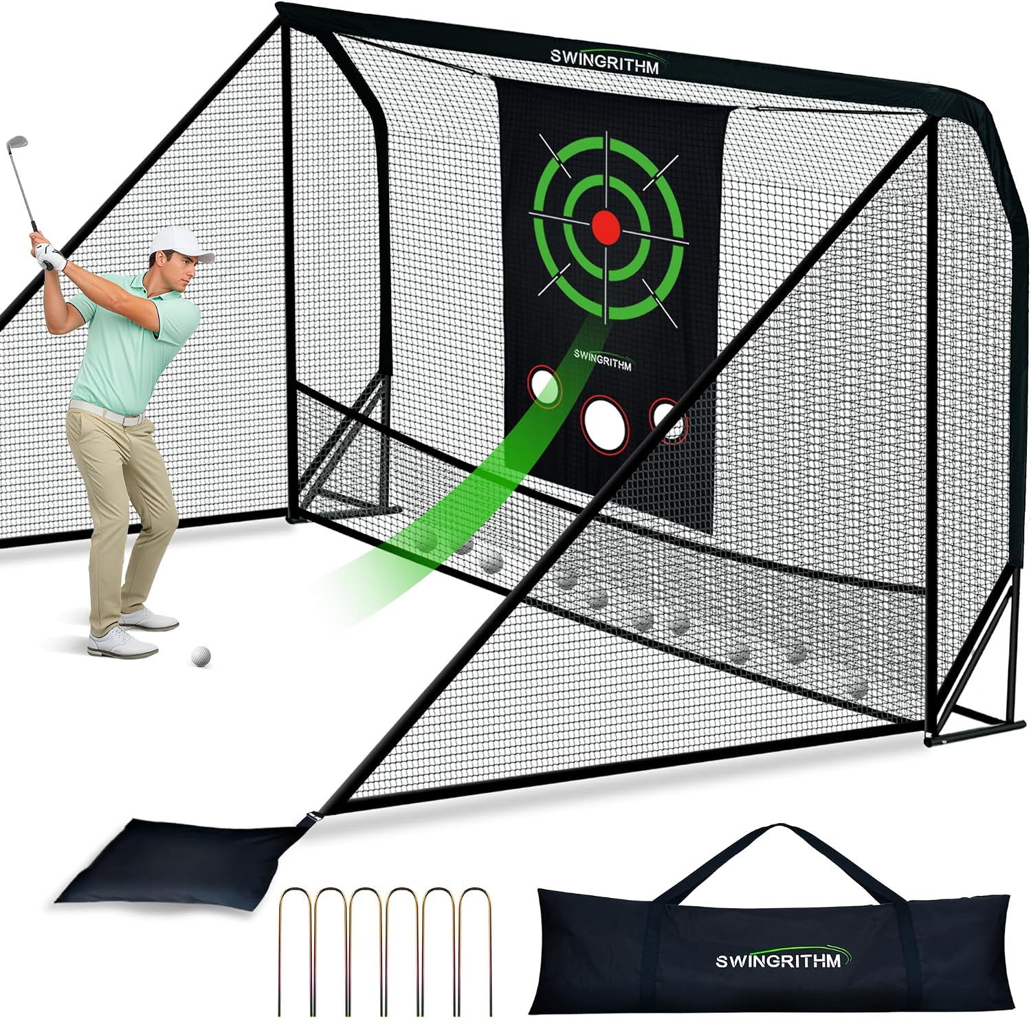 Golf Practice Hitting Net for Driving Real Balls - 10x7ft Heavy Duty Golf Nets for Backyard with Hitting Target Indoor & Outdoor Driving Range Practice, Portable with Carry Bag