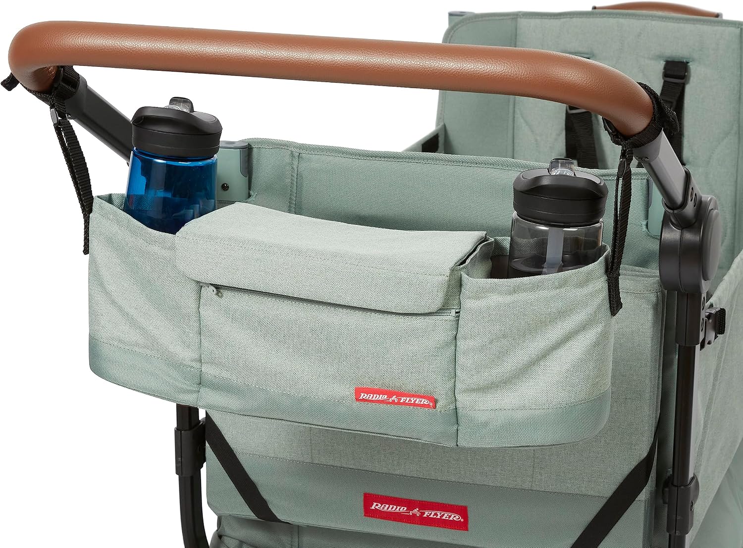 Radio Flyer Atlas Stroll 'N Wagon, Sage Green, for Ages 1+, 3-in-1 Push or Pull Versatility, One-Hand Fold, UV Canopy, 5-Point Harnesses, Storage Capabilities, Rubber Wheels, Stroller Wagon for Kids