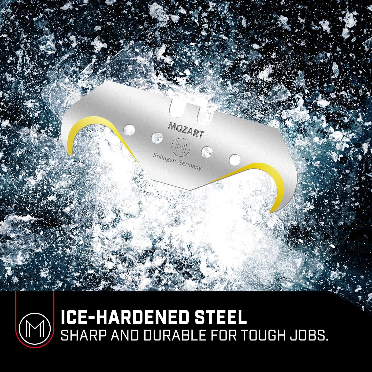 Mozart Universal TiN Super Hook Blade: RC65 High-Carbon Steel, Titanium Nitride coating. Ideal for roofing, flooring, drywall, and more. Made in Germany. (100 Pack)