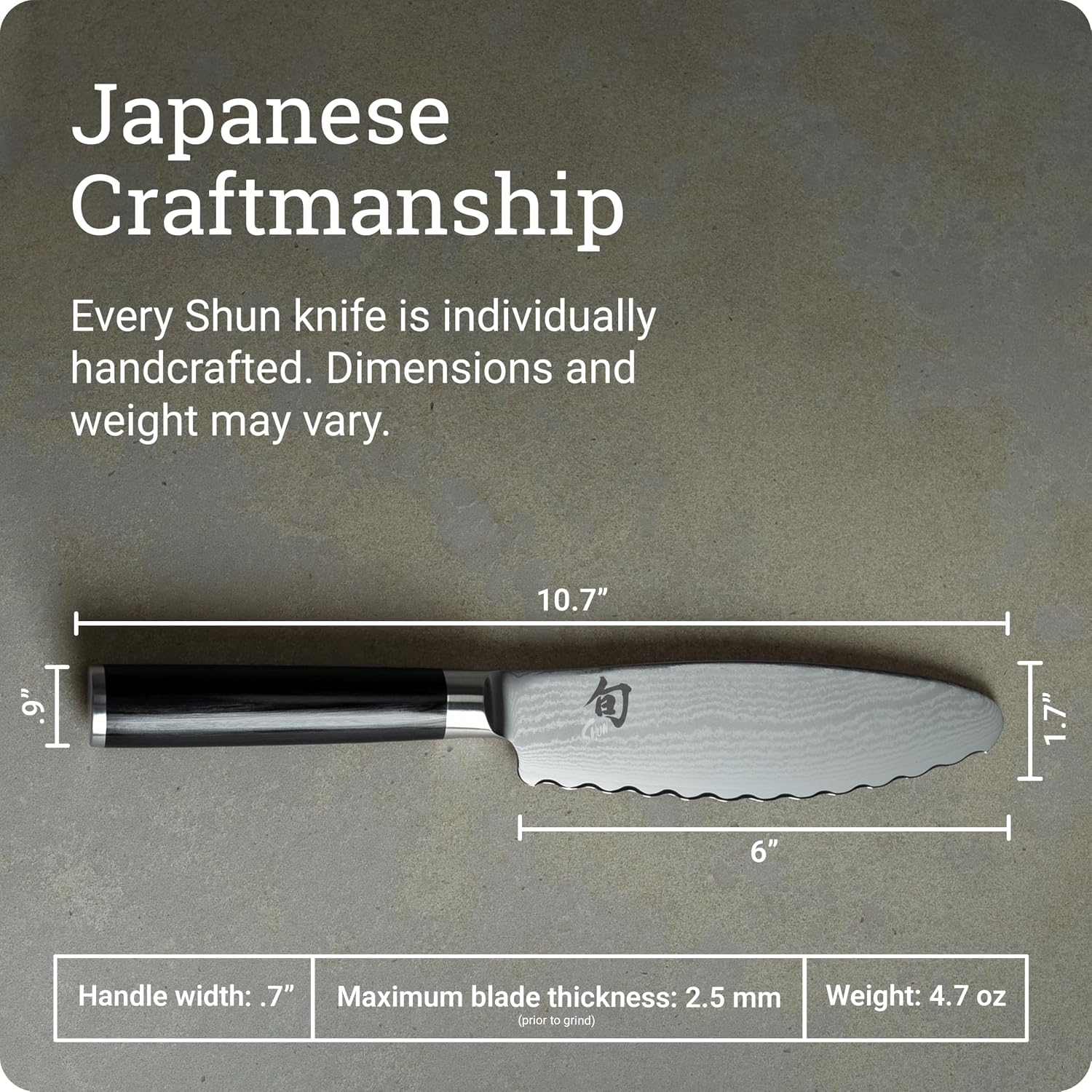 Shun Classic 6' Ultimate Utility Knife, Handcrafted Japanese Knife, VG-MAX Core with Damascus Stainless Steel Cladding, Pakkawood Handle, Precision and Sharpness for Professional and Home Chefs