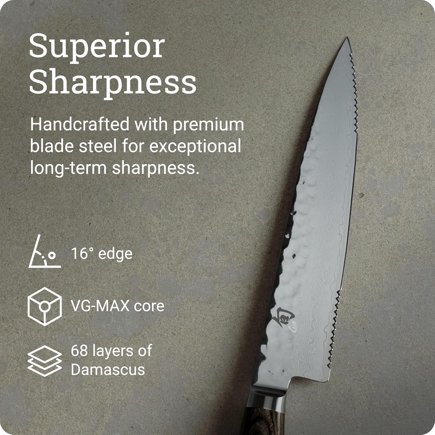 Shun Premier 6.5' Serrated Utility Knife, Handcrafted Japanese Knife, VG-MAX Core with Damascus Stainless Steel Cladding, Pakkawood Handle, Precision and Sharpness for Professional and Home Chefs