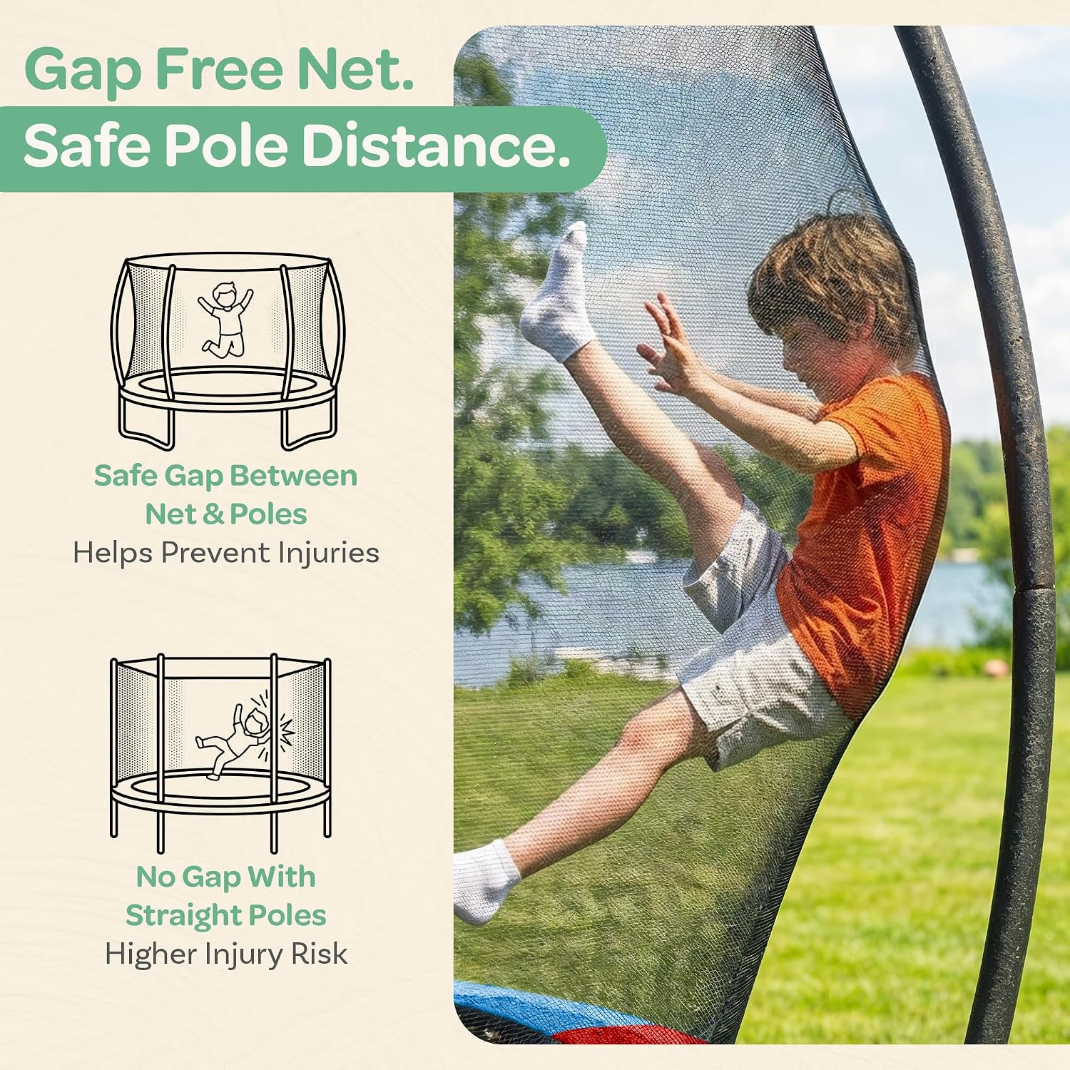 JoyBerri Trampoline Outdoor - Upsurge ASTM Certified Safe 8Ft 10Ft 12Ft 14Ft 15Ft 16Ft Recreational Trampoline for Kids and Adults. Anti-Rust Coating with Enclosure Net, Ladder, Sprinkler & LED Lights