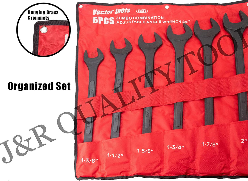 VCT 10 PC SAE Black-Oxide Jumbo Combo Wrench Set | 1-5/16' - 2' W/Carrying Pouch