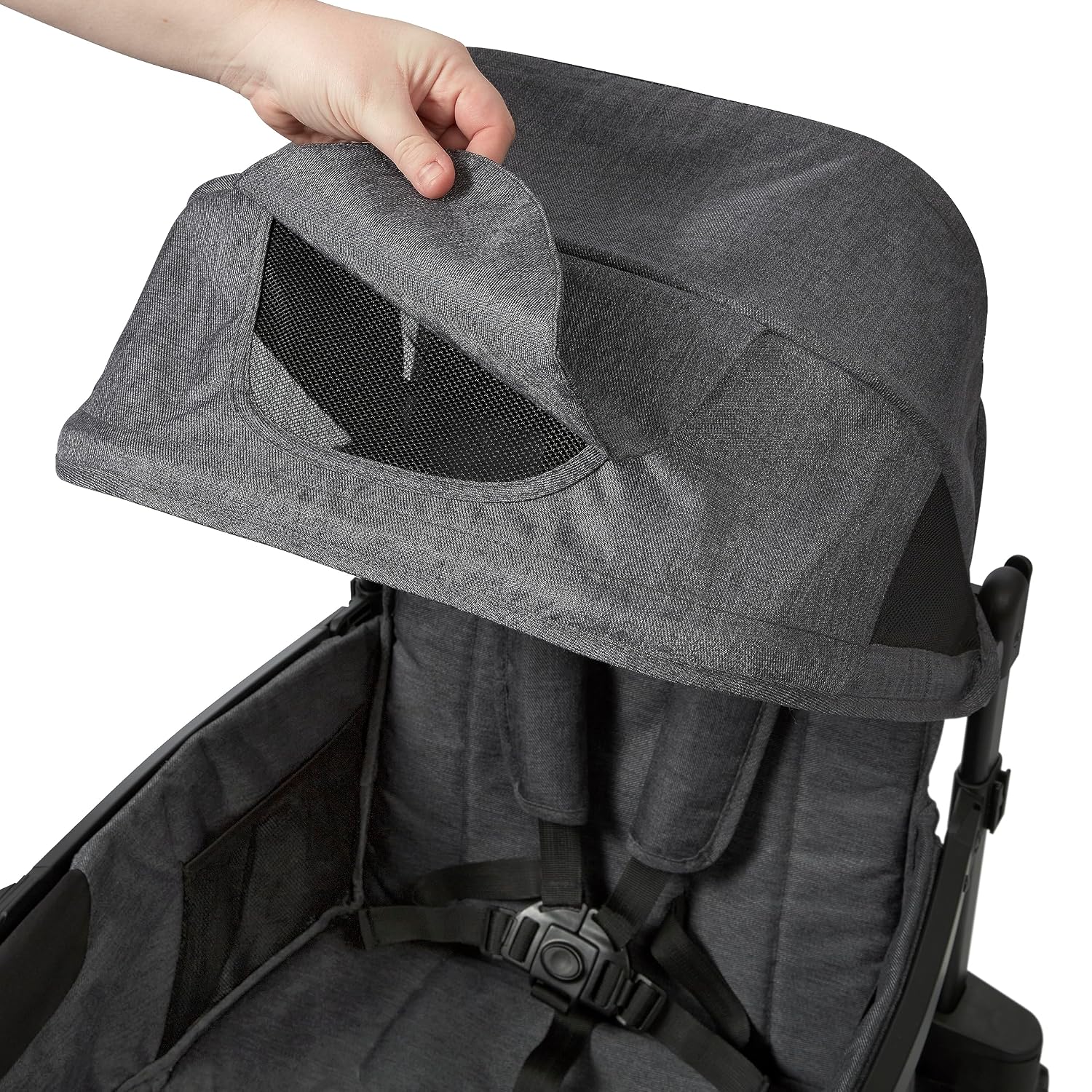 Radio Flyer Voya Stroller Wagon, for Toddlers and Kids 6+ Months, Push or Pull, 2 Seats, Dual Sun Canopies, Compact Fold, Lightweight, Storage Space, 5-Point Harnesses, Stroller Wagon for Kids