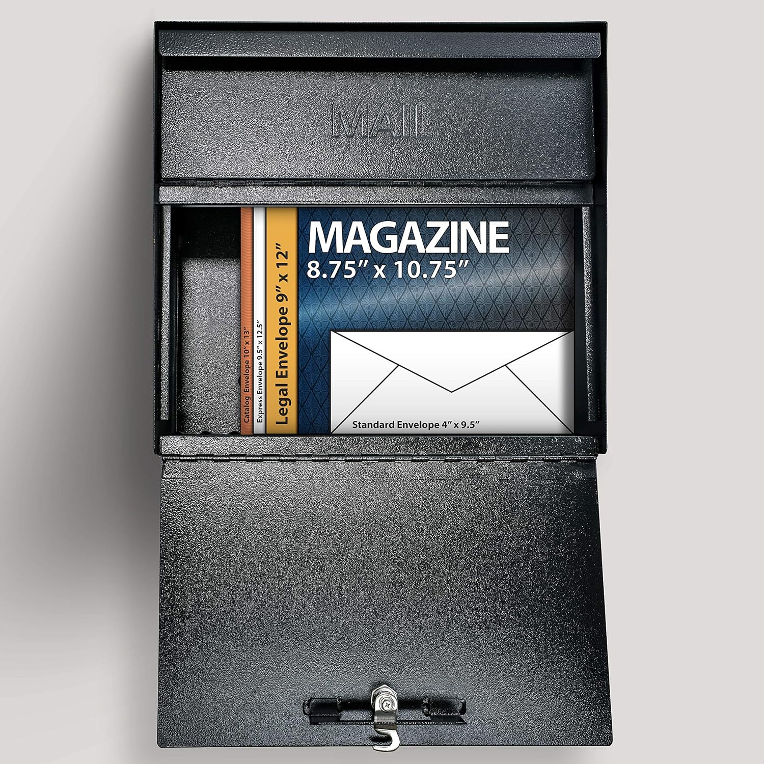 Mail Boss 7162 Metro, Black High Capacity Wall Mounted Locking Security Mailbox,Medium